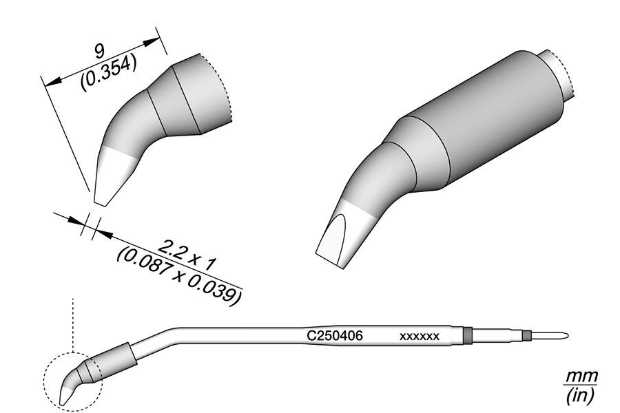 C250406 - Chisel Bent Cartridge 2.2 x 1